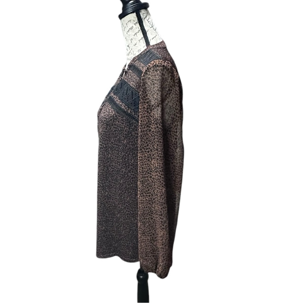 White House Black Market Brown and Black Leopard Print Layered Top Size Small - Picture 2 of 6